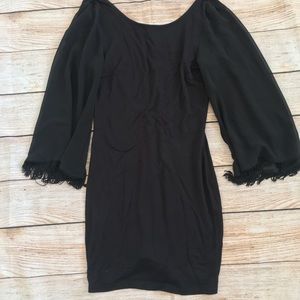 XXI Forever 21 Black Fringe Mini Dress Size Medium
